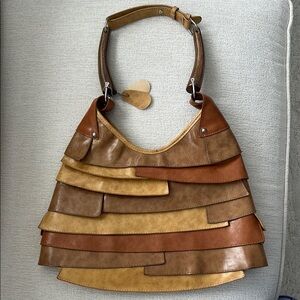 Brown and Tan Layered Women's Bag